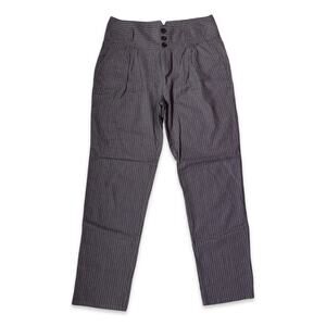 Sundance Amelia Linen Blend Pinstripe Trousers Blue Gray High Rise Straight Leg